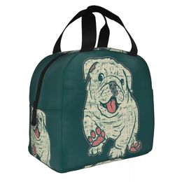 Carrier Cute English Bulldog Insulated Lunch Bag for Women British Pet Dog Resuable Thermal Cooler Bento Box Camping Travel Food Bags