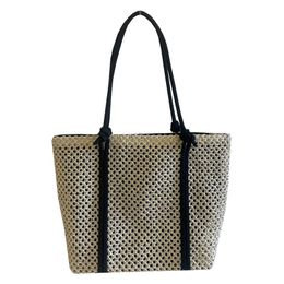 Woven Bag for Women, Vegan Leather Tote Bag Large Summer Beach Travel Handbag and Purse Retro Handmade Shoulder Bag DF20-237