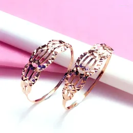 Cluster Rings 585 Purple Gold Plated 14k Rose Shiny Engagement For Women Exquisite Japanese And Korean Style High-end Jewellery