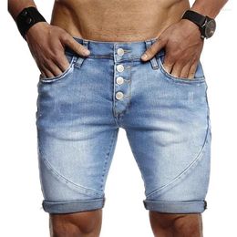 Men's Jeans Cross Border Fashion And Foreign Trade Summer Thin Perforated European American Blue Denim Shorts
