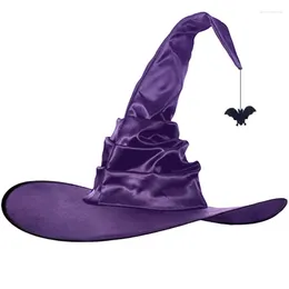 Berets Witch Hat Costume For Women Men Teenagers Halloween Party Decoration Purple Cloth Satin Feel Dropship