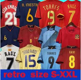 finale 2010 Spagna retro Maglie da calcio A.Iniesta 1996 1994 RAUL XAVI Hierro LUIS ENSRIQUE ALONSO Caminero PUYOL PIQUE David Villa TORRES 2008 2012 2002 Guardiola RAMOS