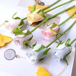 Decorative Flowers 10Pcs Wedding Real Touch Simulated Artificial Rose DIY Long Stem Bouquet Gift Party Supplies Valentine's Day Home Decor