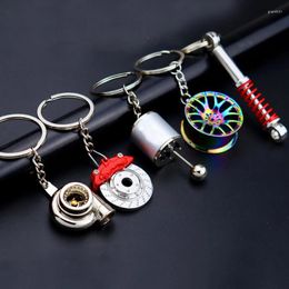 Keychains Creative Gift Car Metal Keychain Turbo Gear Hub Pendant Brake Disc Absorber