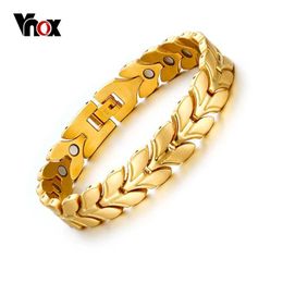 Bracelets Vnox Health Magnetic Wheat Chain Bracelets Men Power Gold Colour