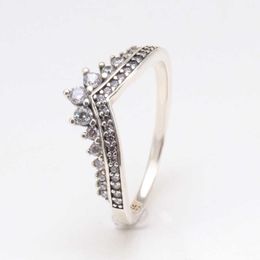 Band Rings Princess Pan's White Copper Ring New Crown Ring Temperament Overlapping Ring Joint Ring Girl 3uom