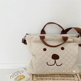 Carrier Ins Quilted Baby Diaper Bag Korea Style Dog Embroidery Large Maternity Pack Beige Colour Tote Bag