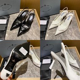 High Heel Pump Soft Designer Slingbacks Shoes Sexy Pointed Toe Women Designer Sandals Slide On Office Dress Shoes Top Mirror Quality Flap Sole Hardware Calf Leather