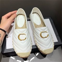 Fashion Dress Shoes Espadrilles Fisherman Shoes Womens Designer Formal Shoe Leather Metal Letter Platform Woman Flat Boat Shoe Lady Trample Lazy Loafers