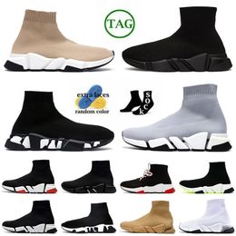 Fashion Top Quality Luxury Speeds 2.0 Designer Casual Socks Shoes OG Womens Mens Rubber Red White Black Bottoms Sneakers Trainer Platform Loafers Knit Runners