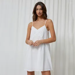 Casual Dresses Cotton Women Dress Sexy Spaghetti Strap V Neck White Suspenders Clothes Summer Vestido De Verano Mujer 2024