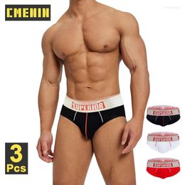 Underpants CMENIN 3pcs Cotton Sexy Mens Underwear Briefs Men Wide Belt Bikini Sissy Panties Jockstrap Breathable Men's