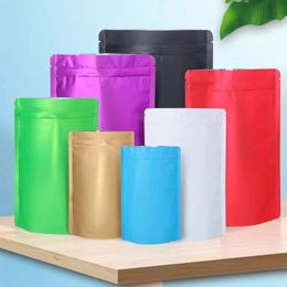 Colorful Matte Aluminum Foil Self Seal Stand Up Bag Tear Notch Resealable Reclosable Food Doypack Snack Tea Coffee Pouches LX6340
