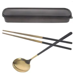 Dinnerware Sets 1 Set Of Spoon And Chopsticks Stainless Steel Tableware Dinner Cutlery With Storage Box