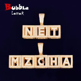 Custom Name Box Letter Pendant Necklace Gold Colour Cubic Zircon Men Women Hip Hop Rock Jewellery 240119