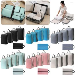 Outdoor Bags 5 Set Compression Packing Cubes With Shoe Bag Suitcase Organiser Luggage For Carry On Suitcases