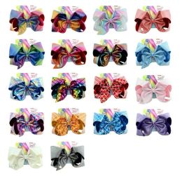 Cute 8 inch JOJO Bow leather laser cloth extra large girl ribbon hairpin children's hair band with cardboard BJ