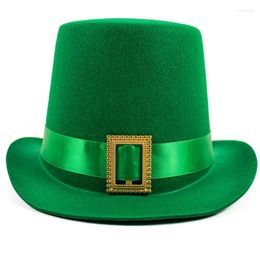 Berets Adult Irish Patricks Day Hat Flat Top Woman Shamrock Carnivals Carnival Christmas Party Dress Up Costume DXAA