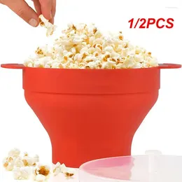 Bowls 1/2PCS Microwaveable Popcorn Maker Corn Bowl With Lid Microwave Safe Kitchen Bakingwares Bucket Tools