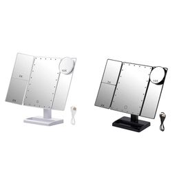 Mirrors Adtrifold Makeup Mirror with 22 Led Lights,10x/3x/2x Magnification Portable Fold Lighted Table Desk Cosmetic Mirror