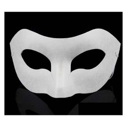 Party Masks White Half Face Mask Halloween Blank Paper Zorro Diy Hip-Hop Hand-Painted Christmas Gifts 50Pcs/Lot Drop Delivery Home G Dhxhv