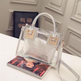 New Fashion Women Clear Transparent Shoulder Bag Jelly Candy Summer Beach Handbag Woman Messenger Bags Bolsa Feminina1241V