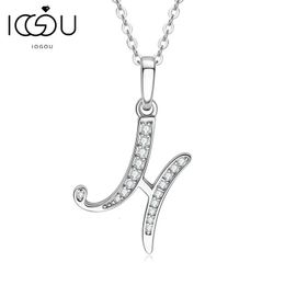 IOGOU D VVS1 Name Necklace A-Z 26 Letter Initial Pendant Real Silver 925 for Women Girls Valentine's Day Gift Jewellery 240118