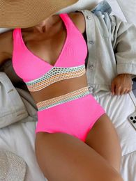 Women's Swimwear Women Sexy Push Up Bikini Set High Waisted Swimsuit Pink White Bathing Suit Summer Brazilian Beachwear