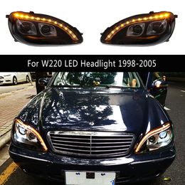 Car Accessories Front Lamp DRL Daytime Running Light Streamer Turn Signal For Benz W220 S280 S320 S500 S600 LED Headlight Assembly 98-05