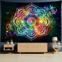 Tapestries Psychedelic Mandala Flower Tapestry Wall Hanging Hippie Tapestries Boho Decor Tapestry Yoga Mat Carpet College Dorm Decoration