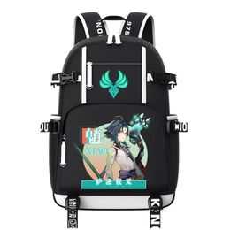 Bags Game Genshin Impact Backpack Student School Shoulder Bag Xiao Klee Large Capacity Computer Bag Travel Backpack with Data Cable