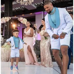 Men's Suits Colorful Men Groom Dance Short Pants Tuxedos 2 Piece Beach Wedding Blazer Father And Son Suit Sets Prom Party