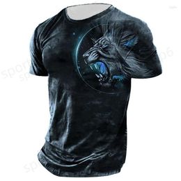 Men's 3D T-Shirts Men's 3d Lion Printed T-shirts Fashionable Round Neck Short Sleeve Street Clothes Hip-hop Trend Male Summer Tees Tops 2024 NEW