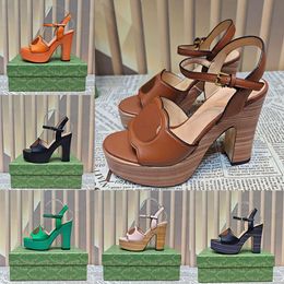 High Heels Women Designer Woody Sandals 12cm Leather Platform High-heel Shoes With Box 507