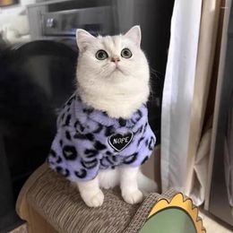 Cat Costumes Dog Sweater Leopard Print Winter Clothes Cozy Outfits For Tiny Felines With Soft Lining Easy To Wear Design Padded Warmth
