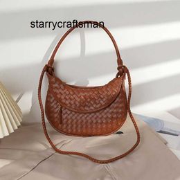 Women Handbag Handwoven design bag 2024 spring runway style mother and child underarm high-end half moon