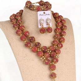 Dudo African Real Coral Jewelry Set Handmade Red Nigerian Weddings Jewellery Set 2024