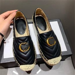 New Style Dress Shoes Espadrilles Fisherman Shoes Womens Designer Formal Shoe 100% Leather Letter Platform Fashion Woman Flat Boat Shoe Lady Trample Lazy Loafers