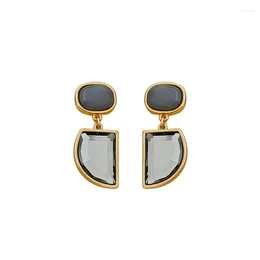 Dangle Earrings French Retro Natural Stone Geometric Niche High-end Light Luxury And Mediaeval For Women