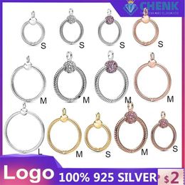 Pendants B68 925 Sterling Silver Moments O Carrier Medium O Pendant Necklaces Rose Gold Small O Charm Women Wholesale Original