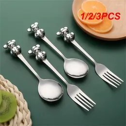 Dinnerware Sets 1/2/3PCS Dessert Ice Cream Spoons Cutlery Spoon Set Bear Handle Kitchen Family Travel Camping Fashion