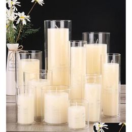 Candle Holders 65Cm Glass Holder Votive Vases Transparent Clear Shade Straight Cylinder Lamp5115247 Drop Delivery Dhgxd