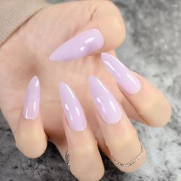 False Nails Light Purple Stilettos Sharp Nail Art Acrylic Tip Extra Long Taro Pointed Fake Stiletto Full Cover