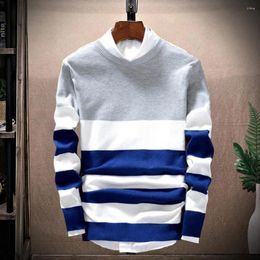 Men's Sweaters Men 2024 Fashion Stripe Loose Knitting Vintage Long Sleeve Round Neck Plus Velvet Warm Spring Tops