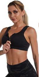 Zipper large sports bra without steel ring gathered Yoga Fitness shockproof running women's traceless underwear beautiful vest loewe tank top4355