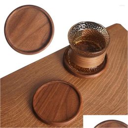 Mats Pads Table 1Pc Wooden Placemats Tea Coffee Cup Pad Durable Heat Resistant Round Bowl Teapot Mat Insation Tableware Mug Holder Dro Dhmln