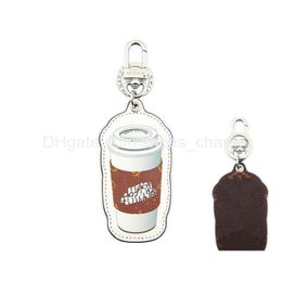 Est Fashion Couples Key Wallet Keychain Coffee Cup Pendant All-Match Men And Women Car Chain Classic Letter Bag Pendants Girlfriend Dhuw6