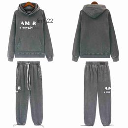 Men's Tracksuits Denim Wash Two-piece and Y2k Women's Casual Individual Hoodie Sweatsuits Designer Suit Printed Mens Sportswear Size S-xlLONR