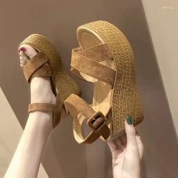 Dress Shoes Female Sandal 2024 Women's Velvet Med Shallow Mouth Girls Suede Summer Medium Beige Comfort Basic Scandals Fabric Rubb