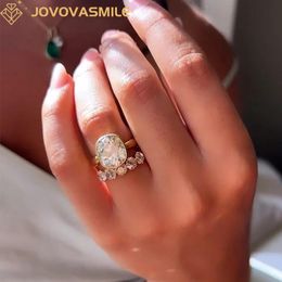 Rings JOVOVASMILE Moissanite 18k Real Gold Ring 6carat Old Mine Cut Bezel Setting Amazing Symmetry Fashion Jewellery For Women Accessori